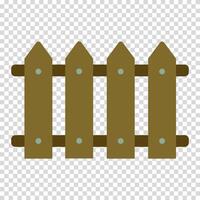 Brown fence made of boards nailed with nails, country house, fenced area, flat design, simple image, cartoon style. Territory protection concept. line icon for business and advertising vector
