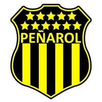 Penarol FC emblem on iconic yellow and black backdrop. Historic Uruguayan football club, South American pride, iconic crest. Editorial vector