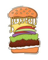 Hamburger Cheeseburger cheese melting Burger Illustration vector