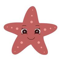 Cartoon starfish Ocean animal Exotic underwater cute creature Marine life Isolated Backgrounds vector