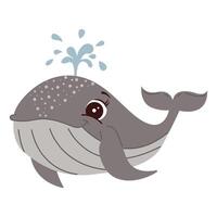 Cartoon Whale Ocean animal Exotic underwater cute creature Marine life Isolated Backgrounds vector