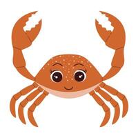 Cartoon sea crab Ocean animal Exotic underwater cute creature Marine life Isolated Backgrounds vector