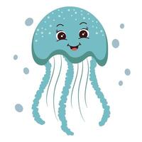 Cartoon jellyfish Ocean animal Exotic underwater cute creature Marine life Isolated Backgrounds vector