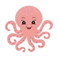 Cartoon octopus Ocean animal Exotic underwater cute creature Marine life Isolated Backgrounds vector