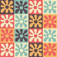 Checkered vintage seamless pattern with flowers vector
