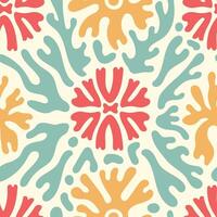 Minimal wavy flower and leaf seamless pattern vintage style vector