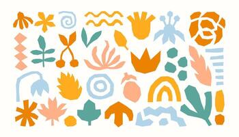 Colorful abstract cut out shapes set vector