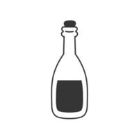 vaso botella con líquido contorno icono vector