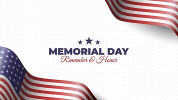 Memorial day background with waving U.S. flag vector