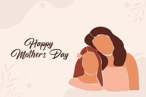 Banner Mother's Day faceless mom and daughter, child vector