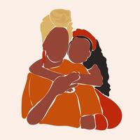 Faceless african american mom and daughter, child. Mother's Day. Mother's care vector