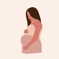 Pregnant faceless woman holding her belly vector