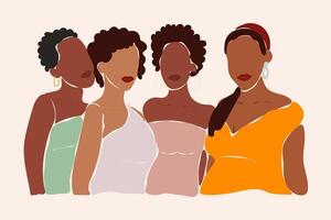 Faceless abstract women of different african americans group vector
