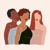 sin rostro mujer de diferente etnias grupo vector