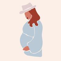 embarazada sin rostro mujer en un sombrero vector