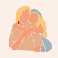 Faceless mom and daughter, child. Mother's care. Mother's Day. vector