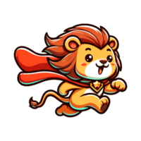 cute lion hero icon character png