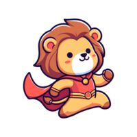 cute lion hero icon character png