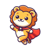 cute lion hero icon character png