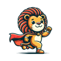 cute lion hero icon character png