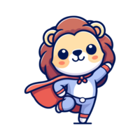 cute lion hero icon character png