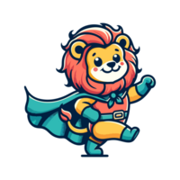 cute lion hero icon character png