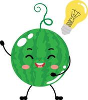 Funny watermelon character mascot having an idea vector