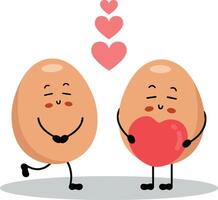 Couple of egg character mascot in love vector