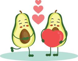Couple of avocado character mascot in love vector