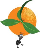 Cute ant carrying an orange vector