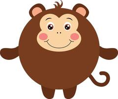 Cute monkey with round body vector