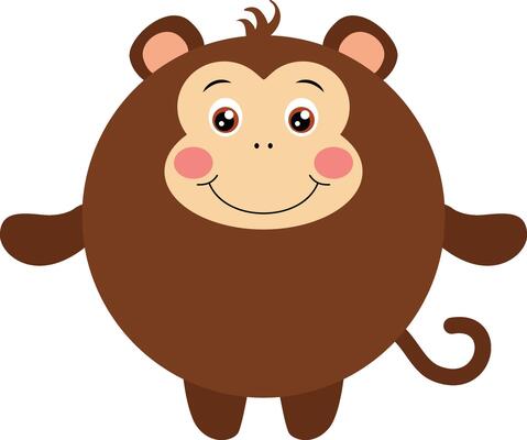 Cute monkey with round body