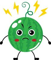 Funny furious watermelon character mascot vector
