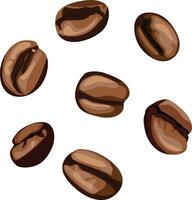 Set of coffee beans isolated vector