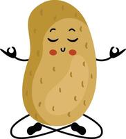 Cute potato character mascot doing yoga meditation vector