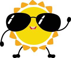 Funny sun character mascot with sunglasses vector