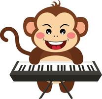 Funny monkey playing the piano vector