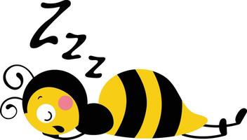 Cute bee lying down sleeping vector