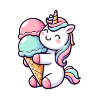 cute unicorn and ice cream icon character png