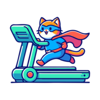 cute cat hero treadmill icon character png