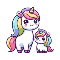 carino unicorno madre e bambino icona personaggio png