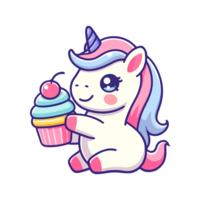 carino unicorno e Cupcake icona personaggio png