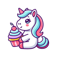 cute unicorn and cupcake icon character png