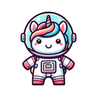 cute unicorn astronaut icon character png