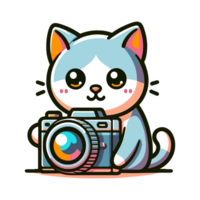 schattig kat Holding camera icoon karakter png