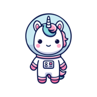 cute unicorn astronaut icon character png