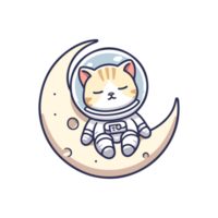 cute cat astronaut sleeping on the moon icon character png