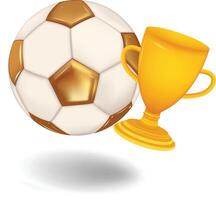 Soccer ball with golden cup. Sports football game. Creative concept background vector