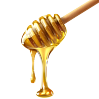 3D Rendering of a Honey dripping from a wooden spoon Transparent Background png