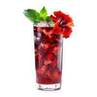 3D Rendering of a Rose Berry Cocktail Juice in a Glass Transparent Background png